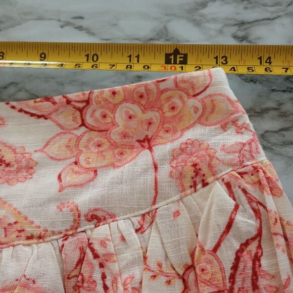 Express Ivory Pink Printed Linen Blend Skirt Size 4 - Picture 7 of 8